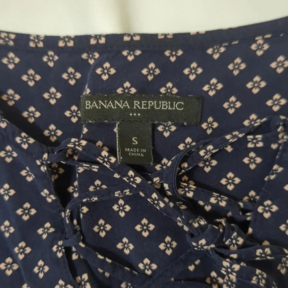 Banana Republic A-Line Belted Peasant Dress, Color Blue/Pink Size S - Picture 13 of 13